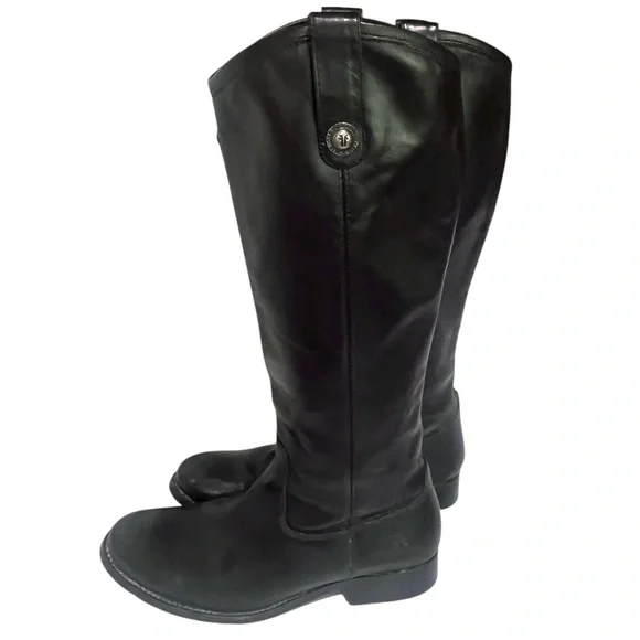 Frye Melissa Button Tall Black Leather Riding Boots Classic Fall Staple - Picture 9 of 16